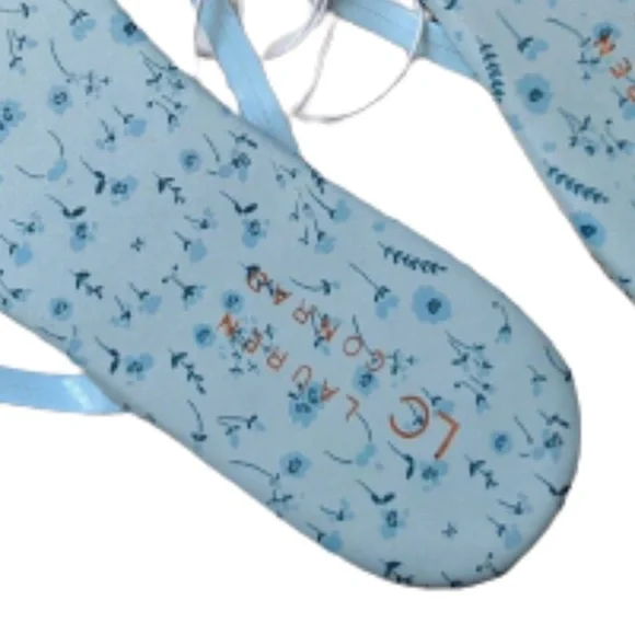 LC LAUREN CONRAD Sandals Flip Flops Blue Floral Summer Bohemian Size 10 - Picture 4 of 5